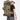 Olive and tan 65L tactical backpack on person with front bottle holder and MOLLE straps