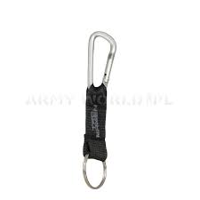 Silver pentagon carabiner with 6mm strap and metal ring