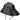 Black rain hat with flared brim and chin string ties