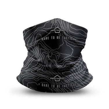 All-weather neck gaiter, navy topographic map graphic with wavy contour lines