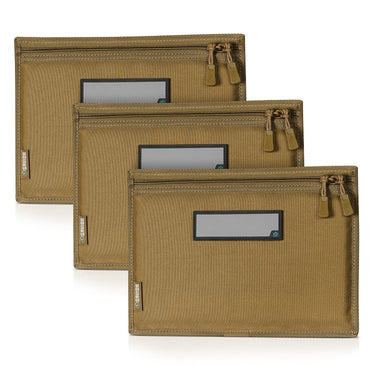 Flat Dark Earth pistol sleeve set of 3 with front ID window and zip pull tabs