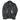 Black leather coat interior with lining and hanging tags