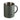 Insulated stainless steel mug in olive drab with curved handle and stainless rim.