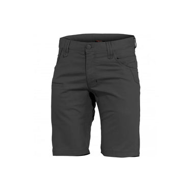 Men's tactical-style shorts in black, with belt loops, button closure, side pockets
