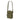 Compact shoulder bag, olive green, front zip pocket and side pull cords