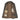 Men's dark brown leather jacket interior with tan lining and stitched panels