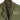 Olive jacket collar detail with inner label and zipper placket