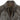 Men's long A-2 leather jacket front close-up with collar label and zip placket