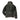 Black shearling leather jacket from back view with zip front and high collar