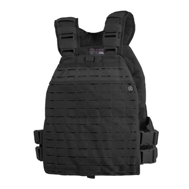 Zeus plate carrier in black with front MOLLE panel and adjustable shoulder straps