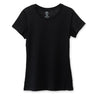 Women's cotton T-shirt, black, crew neck short sleeves, front view