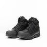 Black 6in trekking boot, lace-up with padded collar and rugged rubber outsole.