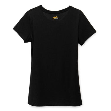 Black women’s cotton T-shirt, plain back view