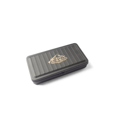 Gray tool case with Power Tool logo on ribbed lid