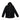 Black hooded zip-up jacket with front pockets and adjustable cuffs
