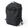 Black tactical backpack with front MOLLE webbing and adjustable shoulder straps