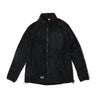 Full-zip fleece sweater in black with stand collar and front zipper closure