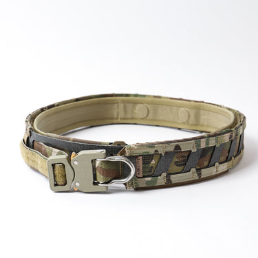 Multicam tactical battle belt with metal buckle and adjustable webbing