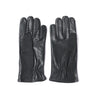 Black pilot short cuff leather gloves with stitched seams and finger panels