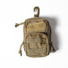 Coyote assault keyholder pouch with MOLLE webbing, top carabiner clip and draw cords