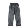 Packable rain pants, dark gray with elastic waistband and cuffed hems