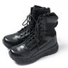 8-inch tactical boot in black with lace-up front, padded collar, and molded side panels.