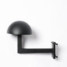Black helmet rack wall mount with horizontal bar and side bracket