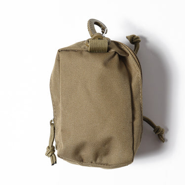 Coyote assault keyholder pouch with MOLLE front bands, carabiner clip and side pull cord