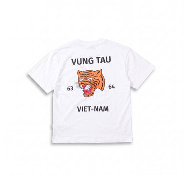 White souvenir T-shirt with tiger face and “VUNG TAU” “VIET-NAM” back print