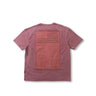 Washed burgundy T-shirt with large rectangular flag-style graphic on the back
