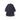 Dark navy long wool coat, back view with vented hem and relaxed shoulders.