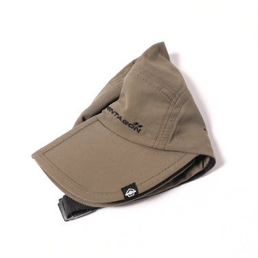 Beige range cap with curved brim and stitched crown plus vent holes