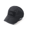 Black folding baseball cap with hook-and-loop front patch
