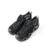 Black low tactical boots with lace-up closure and grippy rubber outsole.