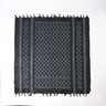 Pentagon Atreus Shemagh scarf, dark patterned panel with border stripes and long fringe