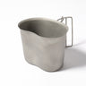 Dull stainless steel canteen cup with foldable wire handle, 700 ml
