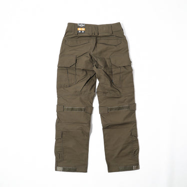 Ranger green tactical combat pants with multiple cargo pockets and belt loops