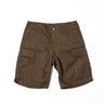 Terra brown BDU shorts front view with button waistband and cargo pockets