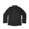 Black tactical long-sleeve shirt with quarter-zip and stand collar, pullover style
