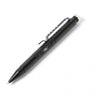 Tactical aluminum defender pen, black with knurled grip and lanyard hole at clip