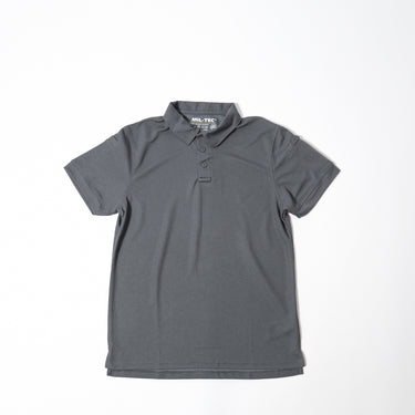 Urban grey tactical quick-dry polo shirt with short sleeves and button placket