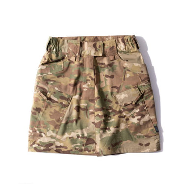 Camouflage ripstop tactical skirt with drawstring waistband and side cargo pockets