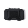 Black fabric phone pouch with zip top and front loop panel with side tabs