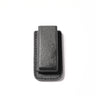 Single magazine pouch in black textured leather, open-top with belt loop