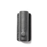 Black leather spotlight holder sleeve with embossed circular grip detail