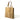 Canvas tote bag in khaki with tan webbing handles and front patch pocket