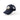 Navy-black trucker cap with front logo patch and black mesh side panels
