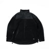 Black fleece jacket with full zip and stand collar, two front zip pockets.