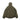 Olive green hooded heavy fleece jacket, back view with full-zip and ribbed cuffs