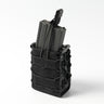 Double rifle magazine pouch in black with dual front elastic bands